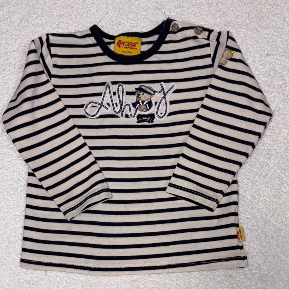 Steiff long sleeve ahoy teddy bear striped tee 86cm 18m